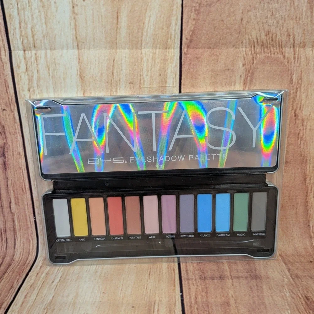 BYS Fantasy Eyeshadow Palette 12 Shades Holographic Tin with Mirror